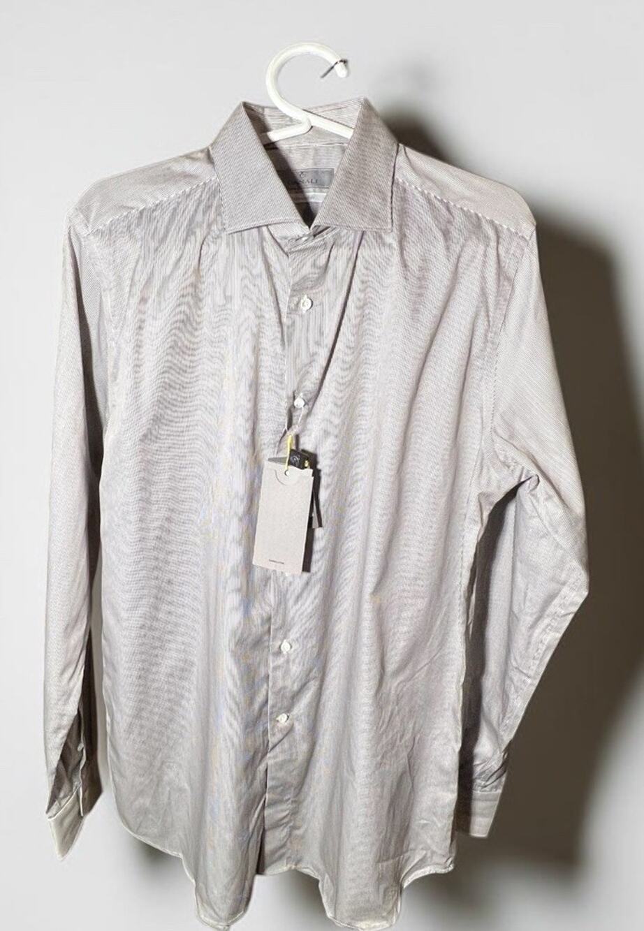 Canali Men’s Dress Shirt Size 42 16 1/2 Gray Striped Long Sleeve NWT Italy